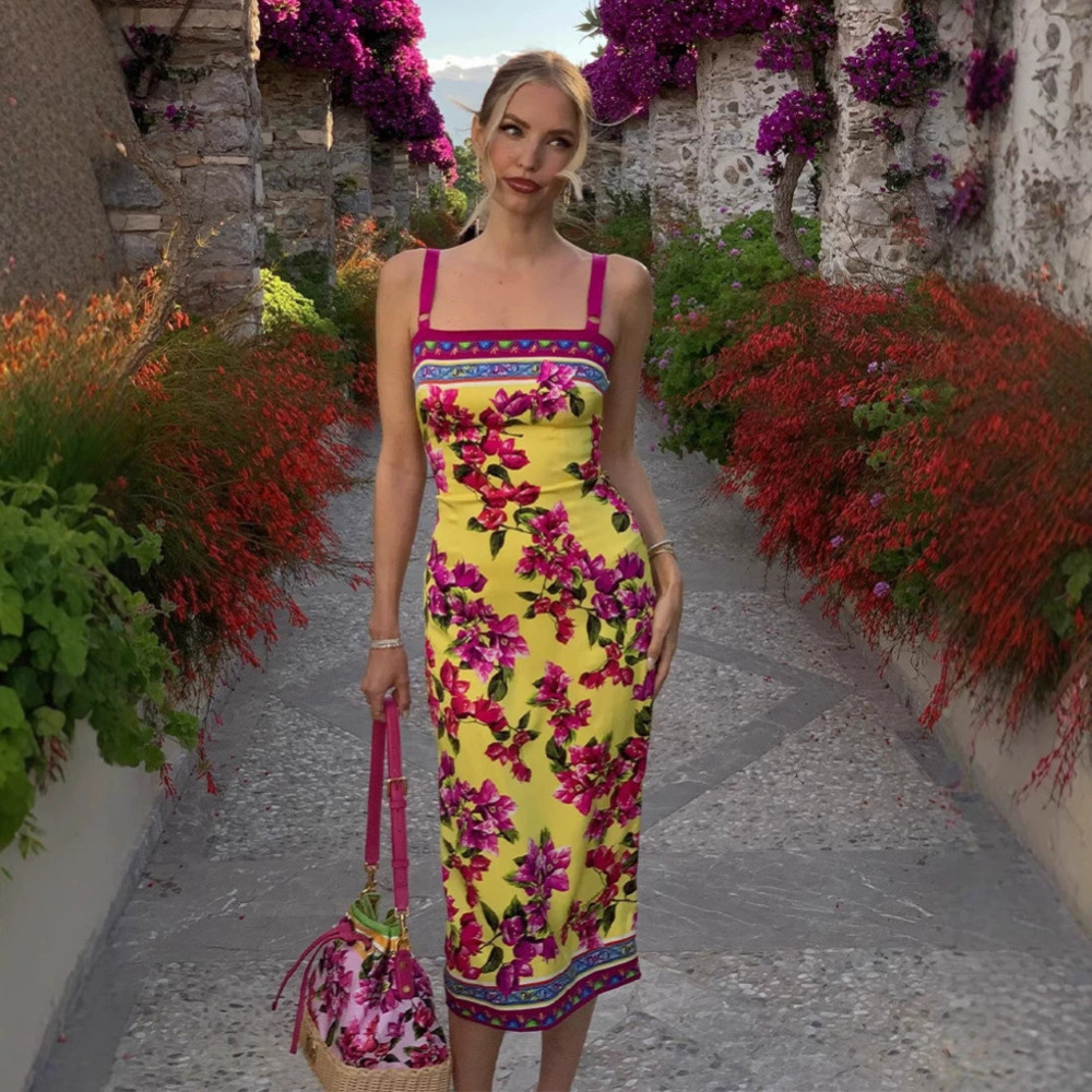 H&M Chic Summer Printed Sleeveless Slit Dress